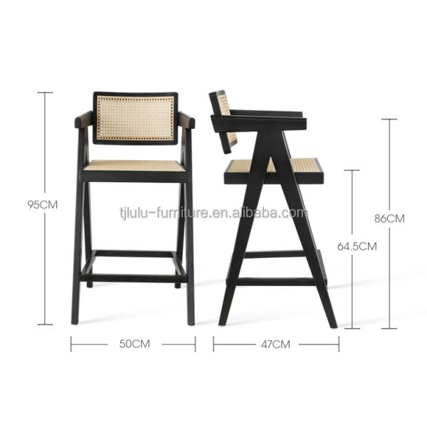 Upgrade Your Home Bar with Bar Chair featuring Solid Wood Frame and Rattan Armrest