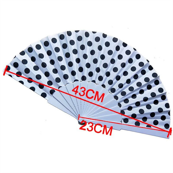 Multicolor Plastic Foldable Hand Fans Customized Logo With Polka Dots Pattern