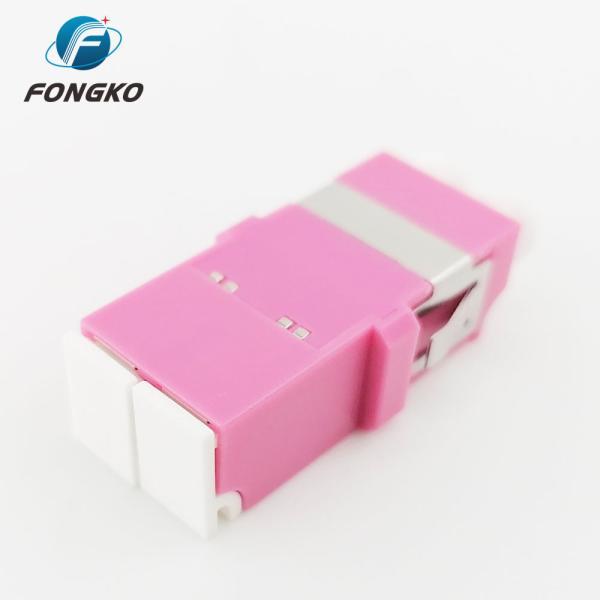 Plastic Flangeless Optic Fiber Adapter LC / OM4 Duplex Metal Shutter