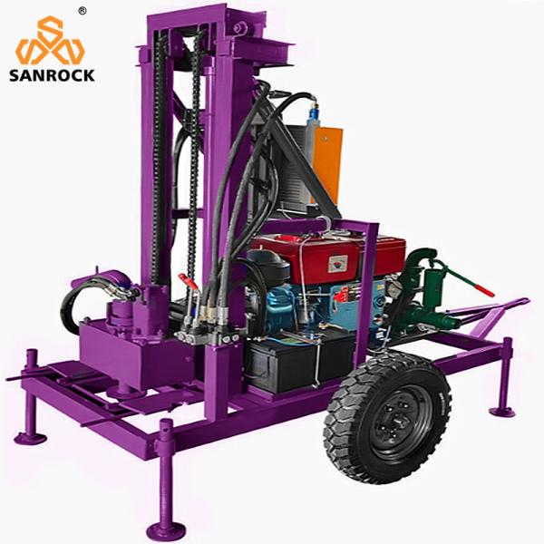 Trailer Mounted Water Well Drilling Rig Rotate Speed 60r/min Hydraulic Portable Water Well Drilling Machine