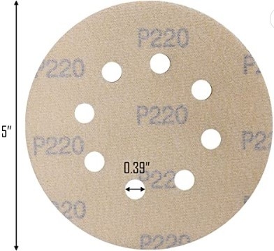 Gold Hook & Loop Sanding Discs 5" 8 Hole-50 Pack diverse sizes and grits