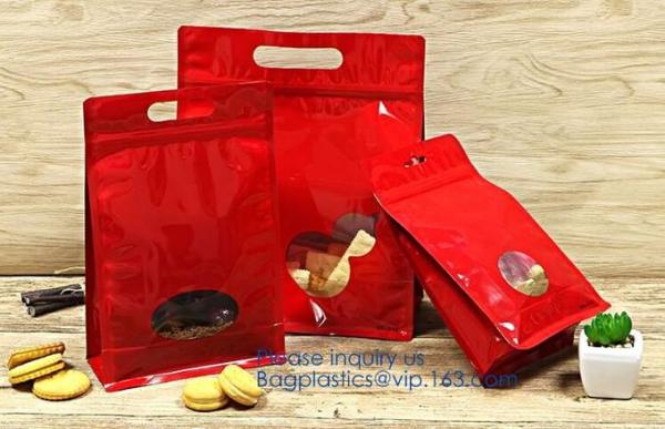 Biodegradable foil pouch standing up spice bag Clear Window Food Packaging Bag Metalized Stand Up Pouch With Zipper,