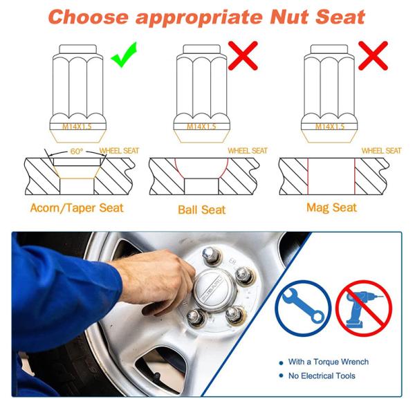 M12x1.50 Bulge Acorn Lug Nuts for Selective Aftermarket and Factory Wheels, Easy to Install, Durable Carbon Steel with Stylish Triple Layered Chrome