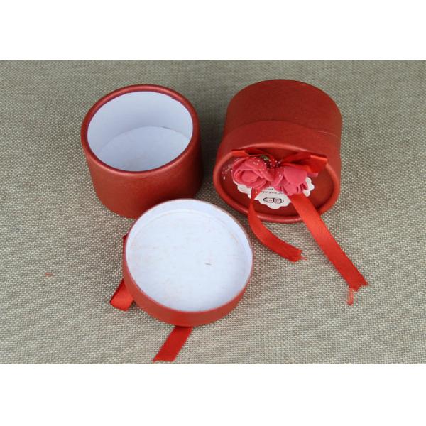 Quality Round Red Ribbon Cardboard Box Packaging Cans Packaging For Wedding Candy Packaging for sale