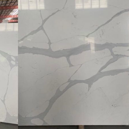 Jumbo Size Marble Textured Calacatta Quartz Stone For Home Deco