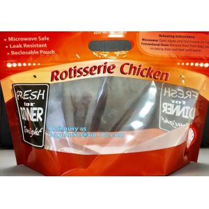 Hot Deli bag Chicken stand up pouch bag, matt transparent frozen chicken BOPP/CPP packaging bag, Hot Chicken bag