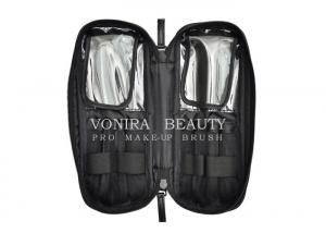 China Professional Multi-Function Makeup Brush Zipper Bag Cosmetic Handbag Black Toiletry Travel Case wholesale