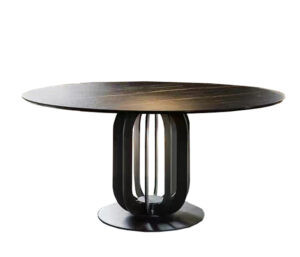 Modern European Style Marble Dining Table Set Luxury Stone Nordic Design 6-Seater Round Dining Room Furniture Metal Legs