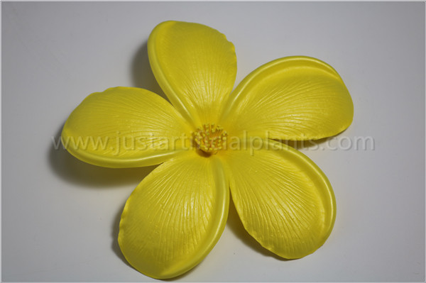 Yellow 4" 8" Artificial Frangipani Flowers , Fake Frangipani Flowers Wall Decoration