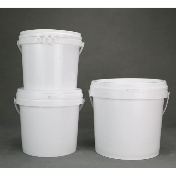 Quality Customizable Plastic Food Bucket With Handle White Round Shape for sale