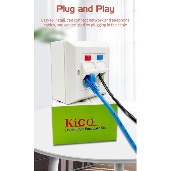 Kico Cat6 RJ45 2 Port Type 86*86 Network Faceplate Wall Faceplate With Keystone Jacks