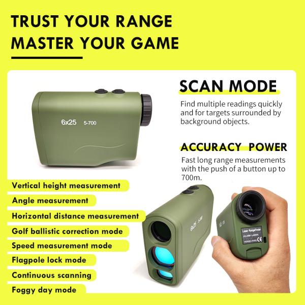 CR2 700 Meter Golf Laser Rangefinder Multi Function Hunting Distance Finder