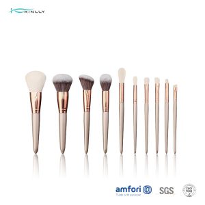 Champagne Full Face Brush Set With Zipper Pouch