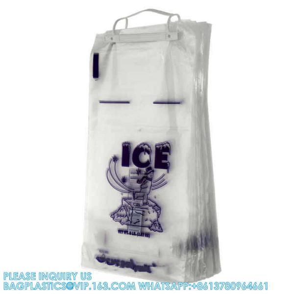 Custom Logo Printing Food Grade Strong Material 8 Lb 10 Lb 20lb Plastic Twist Ties Handle Wicket Ice Cube Bags Set