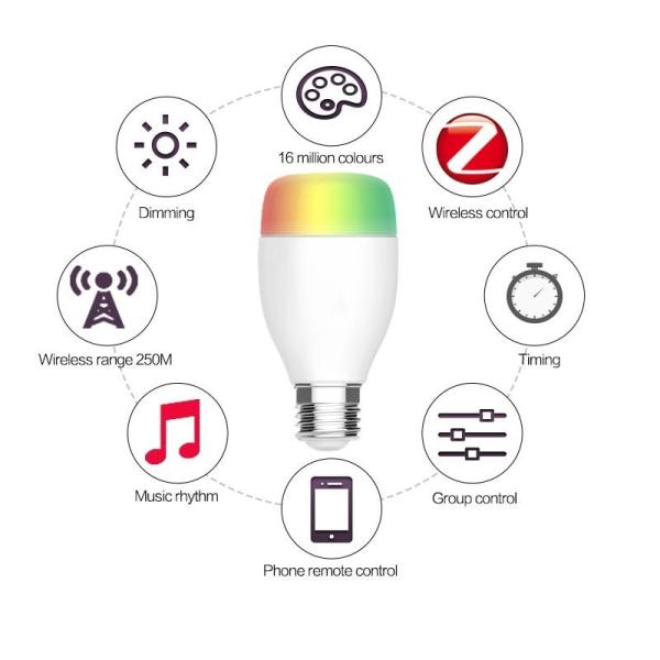 Smart Phone Controlled Voice Activated Light Bulb 16 Million Light Color