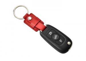 China Zinc Alloy Frame Car Key Ring Holder Braided PU Genuine Leather Key Holder wholesale