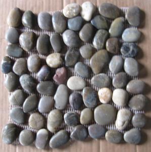 China Colorful Pebble Mosaic,Mixed Colors Cobble Stone On Mesh,River Stone Mosaic Sheet,Meshed Pebbles wholesale