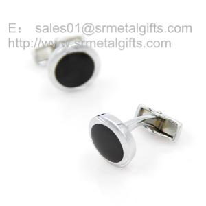 China Cheap black enamel round cufflinks, vintage enamel cuff links for men