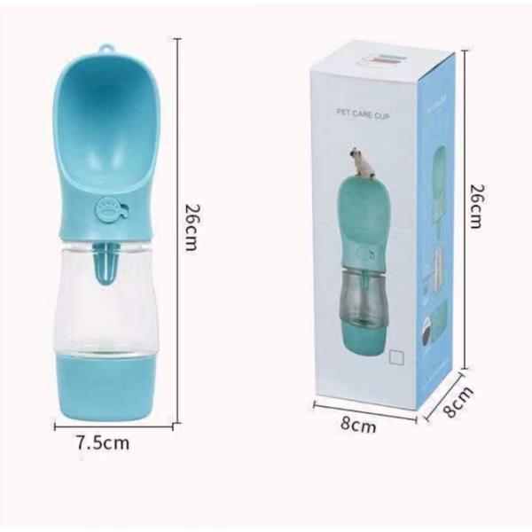 Insulated Dog Drinking Water Bottle 285ml Cat Dispenser Attached To Pet Bowl