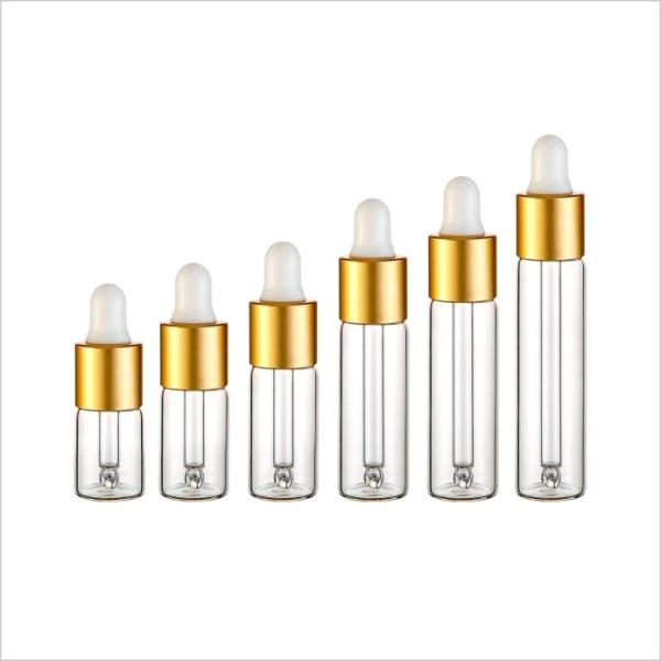 Gold Cap Cosmetic Glass Bottle 3ml 4ml 5ml 7ml 8ml 10ml Recycled Glass Cosmetic Packaging