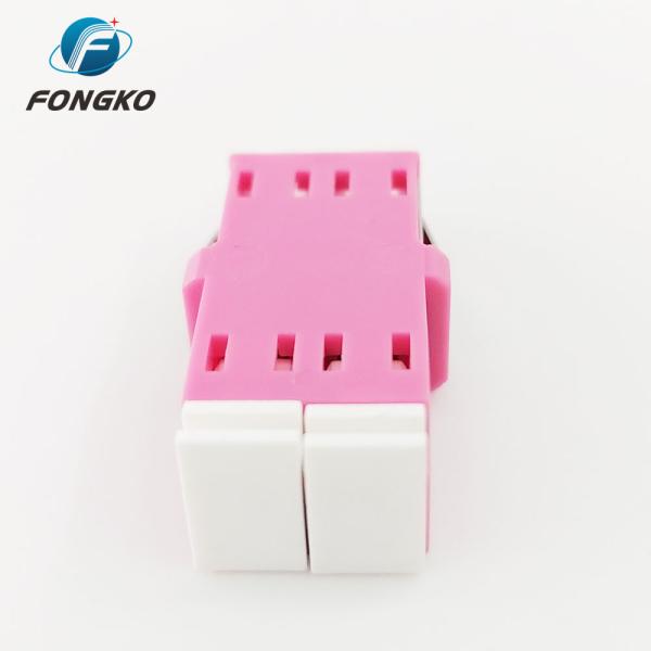 Plastic Flangeless Optic Fiber Adapter LC / OM4 Duplex Metal Shutter