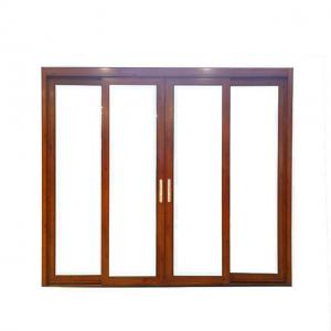 China Non Thermal Break Aluminum Sliding Doors With 2 Track 1.6mm Thickness Wood Grain wholesale