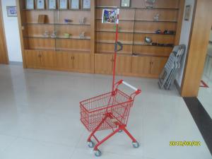 China Green Powder Coating 33 Liter Metal Kids Shopping Carts With Flag wholesale