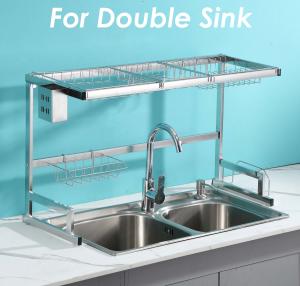 China 2 Tier Dish Dryer Rack Over Sink  , Polishing Double Sink Drying Rack ODM wholesale
