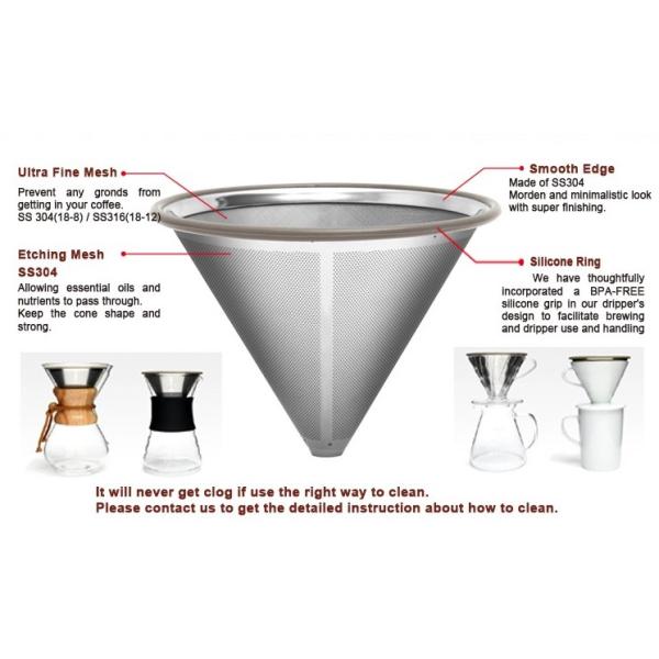 Hot Selling Stainless Steel Custom 4 Cup Reusable Coffee Filter Pour Over Coffee Maker Gift Set