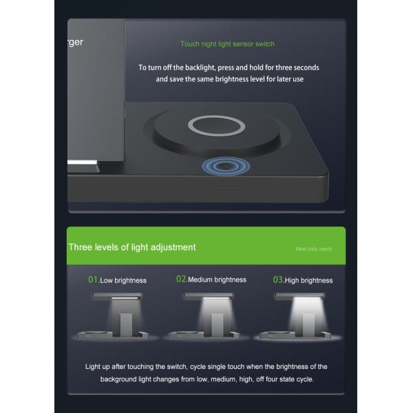 15W Fodable Wireless Charging Station in White/Black/Green/Purple/Pink