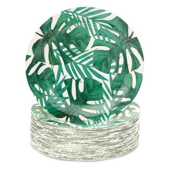 Quality HM20926 SGS Greenery Theme Disposable Dinner Plates for sale