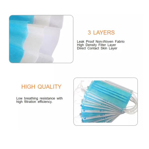 Medical Melt-blown fabric grade protect dust disposable 3 ply non woven filter mouth mask