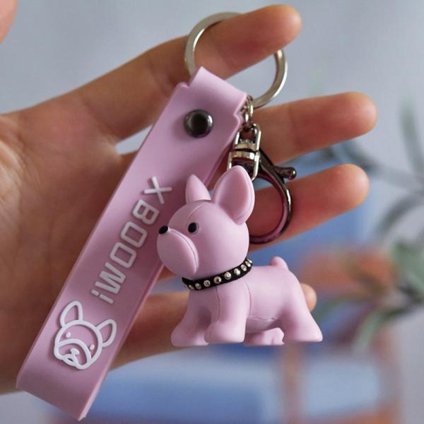 PU Key Chain Ornaments , Resin pitbull dog keychain Electroplated 0.02kg