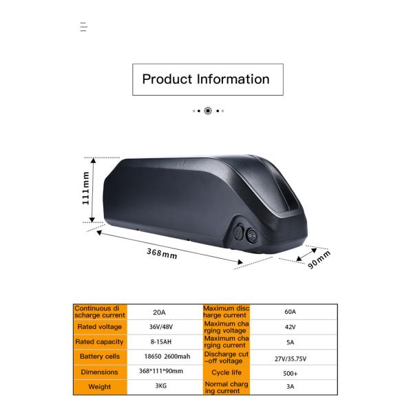 Large Capacity 36v Ebike Battery Pack Power Lithium Battery For Mountain Bicycles Snow Bikes