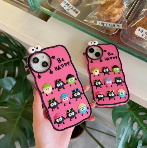 Soft TPU iPhone 11-15 Coal Ball Elf Phone Case Shockproof Pink