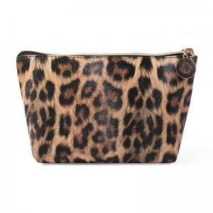 China Travel Portable Waterproof Leather Leopard Print Cosmetic Bag Storage on sale