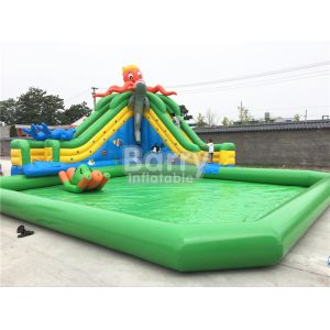 Buy cheap Green Castle Theme Waterproof Inflatable Pool With Octopus Slide On Ground from wholesalers