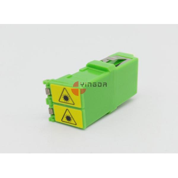 Green LC/APC Duplex SM Fiber Optic Adapter With Shutter , No Flange