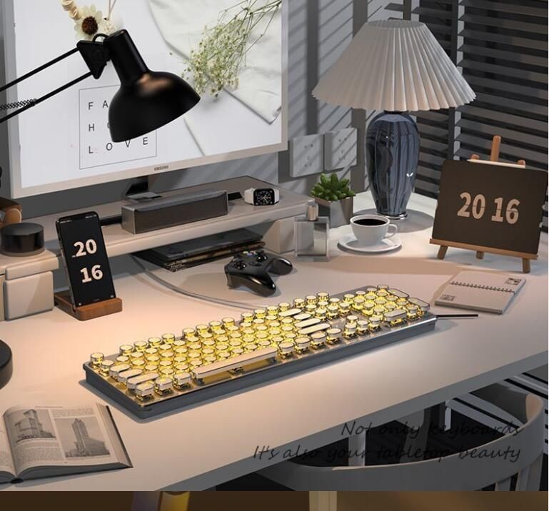 Retro Punk Mechanical RGB Keyboard Cool PC Keyboard Ergonomic Design