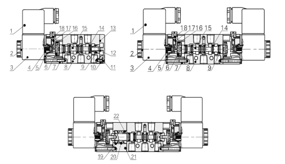 3/8'' Pneumatic Solenoid Valves Two Coils Double Control Automation Components