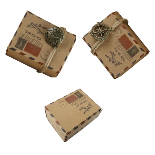Square Air Mail 260g Kraft Paper Food Container 8g Offset Printing