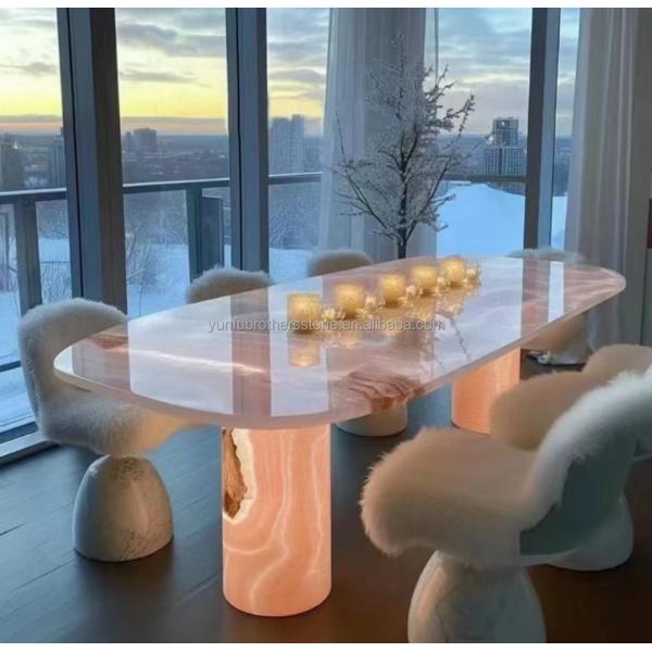Natural Stone Backlit Pink Onyx Translucent Stone Slab for Modern Table and Batutub