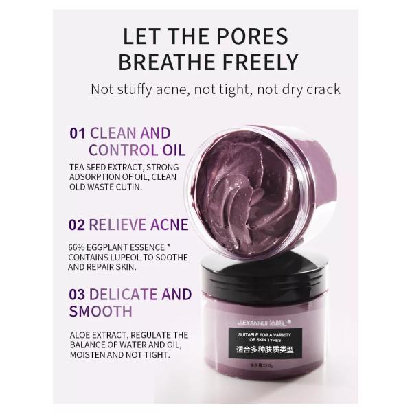 Purifying Detox Spa Eggplant Facial Clay Mask 300g For Deep Clean Acne Skin