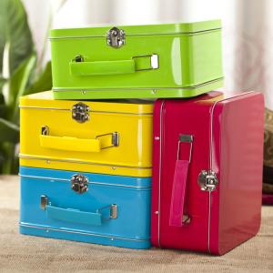 Antique Lunch Boxes With Plastic Handle , Mini Lunch Box Tins