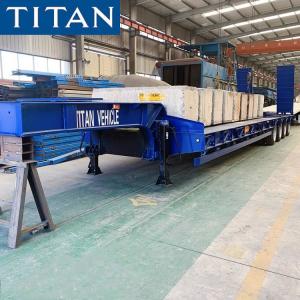 China TITAN 3 4 Axle 60 80 100 Ton Lowbed Low Bed Trailer Truck Lowboy Trailer Semi Trailer for Sale W wholesale
