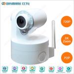 Home Indoor 3X Optical Zoom Lens Wireless IP PTZ Camera with IR-Cut