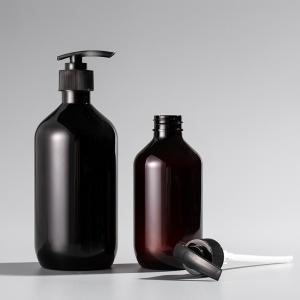 China 400ml 500ml 16oz Dark Black Plastic Shampoo Bottle Dispenser 32 Oz 1000ml 1 Litre Shampoo Bottle Pump on sale