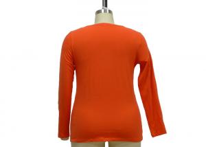 China Orange Color Womens Plain Long Sleeve T Shirts , Womens Leisure Wear For Spring wholesale