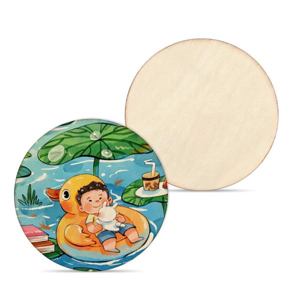 Round Graffiti Wooden Craft Custom Sublimation Wooden Coaster