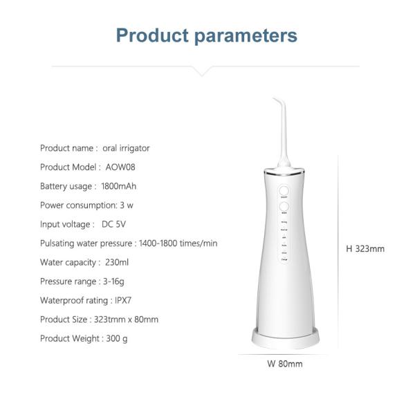30-120PSI Cordless Water Flosser Jet Leakproof 250ml tank durable